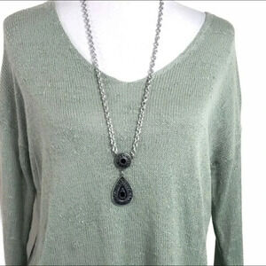 Bijoux Stella NWT‎ 32" Boho blk/silver necklace